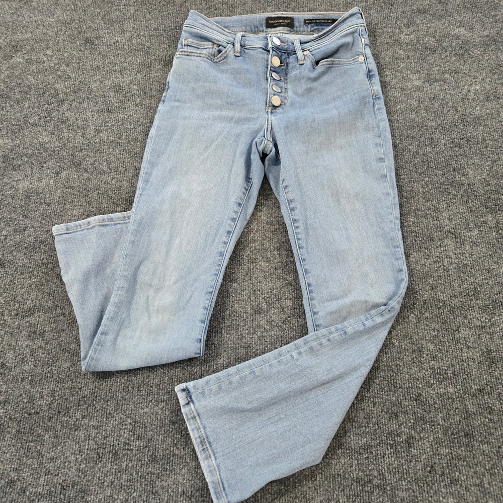 Banana Republic High Rise Cropped Flare Jeans Light Wash Button Fly Size 25